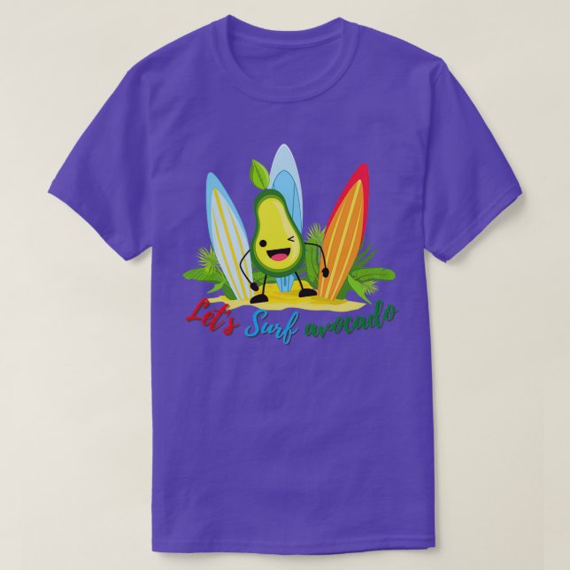 Funny Avocado Surfing Sticker 2 T-Shirt (Design Front)