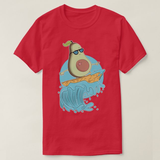 Funny avocado surfing Summer gift Surf and Avocado T-Shirt (Design Front)