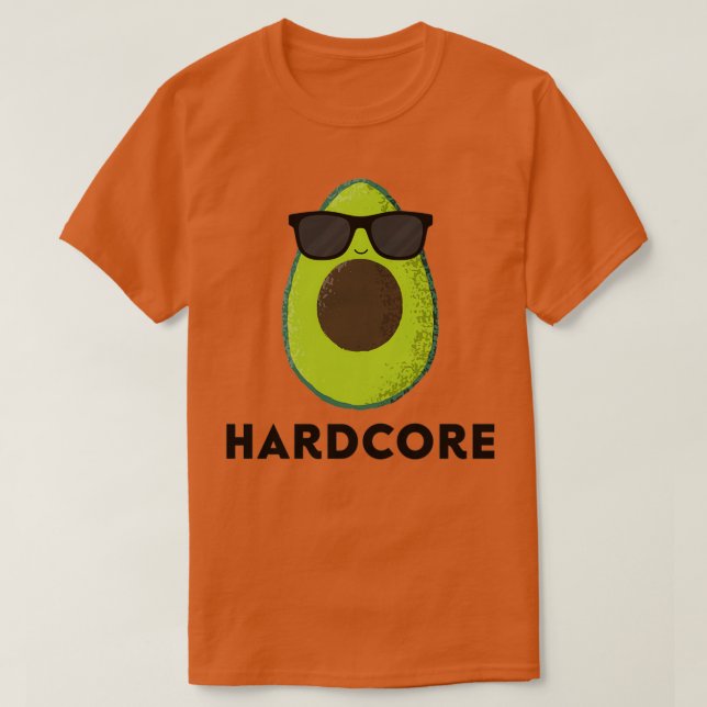 Funny Avocado Wearing Sunglasses Hardcore T-Shirt (Design Front)