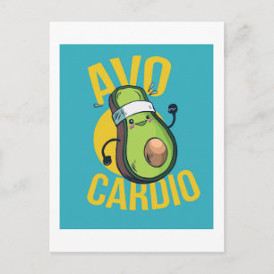 Funny AVOCARDIO Avocado Exercise Heart Graphics Postcard