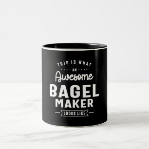 Funny Awesome Bagel Maker Job Occupation Two-Tone Coffee Mug