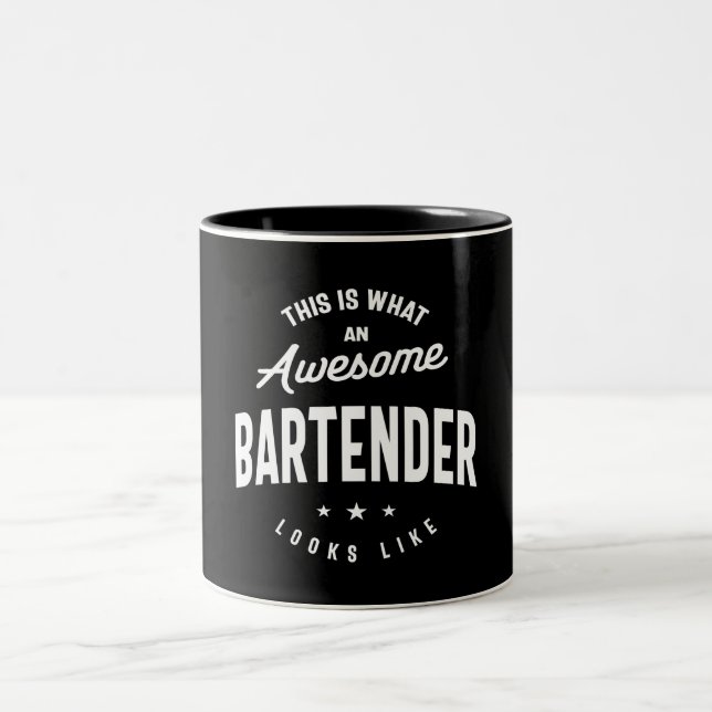 Funny Awesome Bartender Job Occupation Two-Tone Coffee Mug (Center)