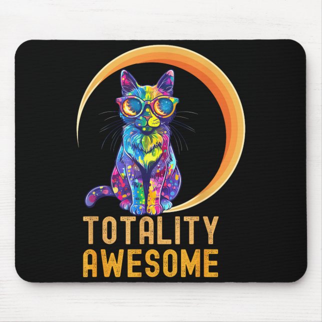 Funny Awesome Cat Usa Solar Eclipse Totality Mouse Mat (Front)