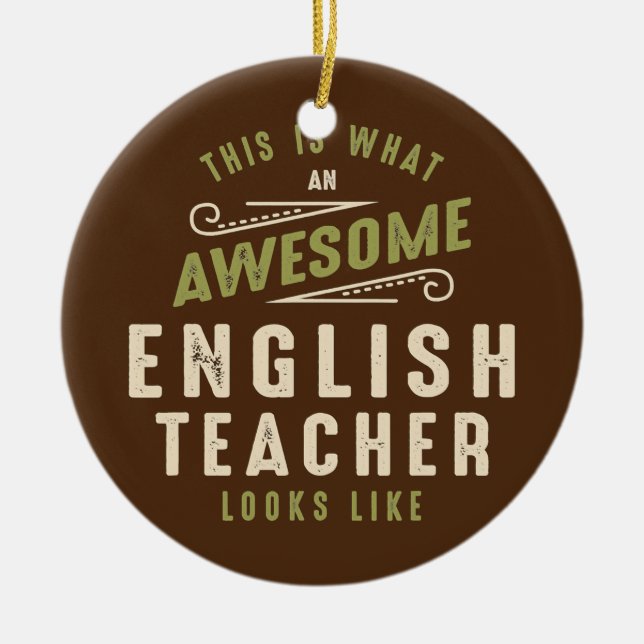 Funny Awesome English Teacher Job Occupation  Ceramic Tree Decoration (Front)