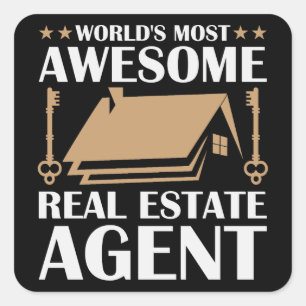 Funny Awesome Real Estate Agent Quote Square Sticker