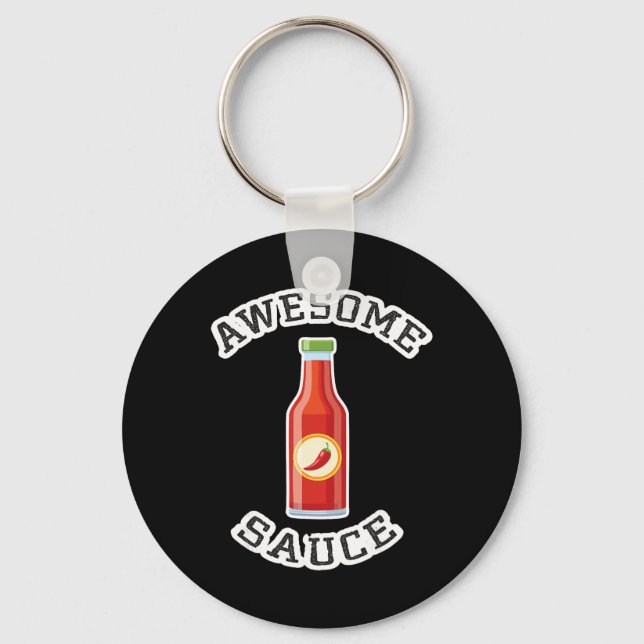 Funny Awesome Sauce Chicken Wing Funny Saying Hot  Key Ring (Front)
