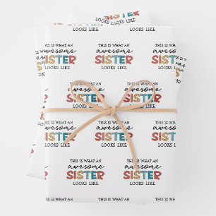 Funny Awesome Sister   Gifts for Best Sister Ever Wrapping Paper Sheet