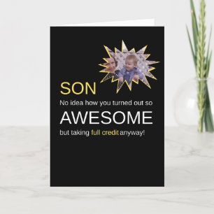 Funny Awesome Son on Black Birthday Card