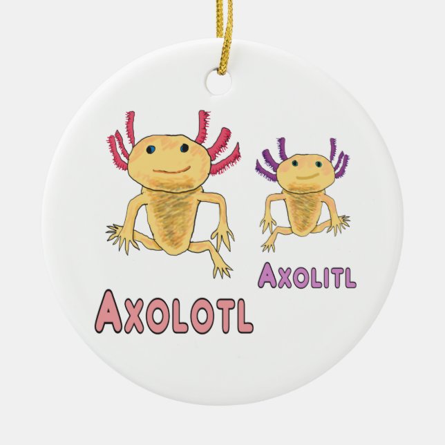 Funny Axolotl Axolitl Pun Ceramic Tree Decoration (Front)
