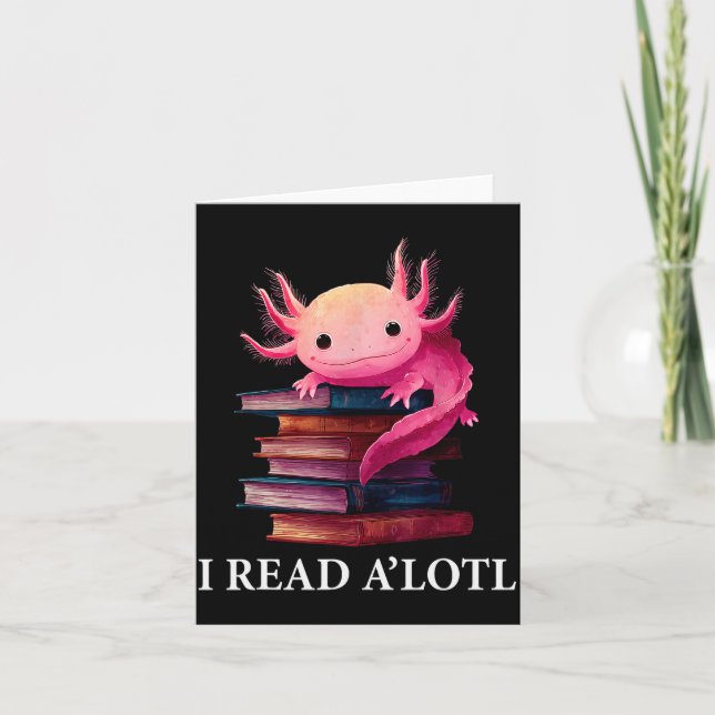 Funny Axolotl Book Lover Librarian Reading Library Card (Front)