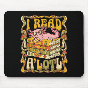 Funny axolotl book lover librarian reading library mouse mat