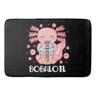 Funny Axolotl Bubble Tea Bath Mat