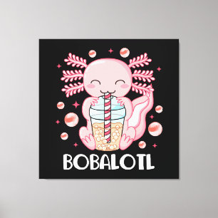 Funny Axolotl Bubble Tea Canvas Print