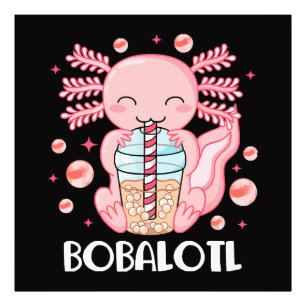 Funny Axolotl Bubble Tea Photo Print