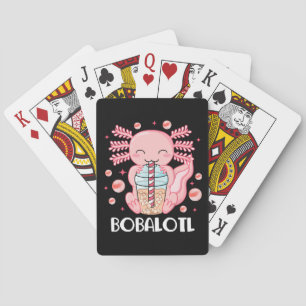 Funny Axolotl Bubble Tea Playing Cards