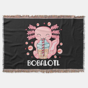 Funny Axolotl Bubble Tea Throw Blanket
