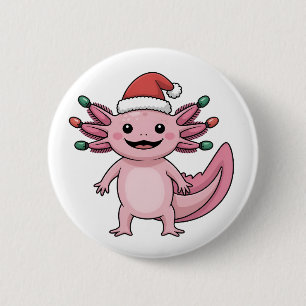Funny Axolotl Christmas Santa Hat Xmas Outfit 6 Cm Round Badge