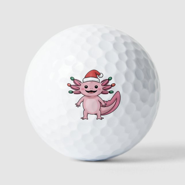 Funny Axolotl Christmas Santa Hat Xmas Outfit Golf Balls (Front)