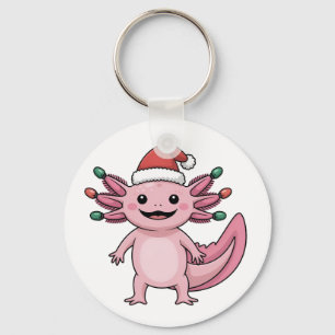 Funny Axolotl Christmas Santa Hat Xmas Outfit Key Ring