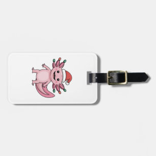 Funny Axolotl Christmas Santa Hat Xmas Outfit Luggage Tag
