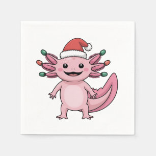 Funny Axolotl Christmas Santa Hat Xmas Outfit Napkin