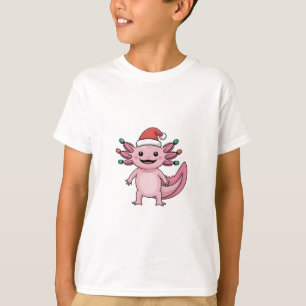 Funny Axolotl Christmas Santa Hat Xmas Outfit T-Shirt