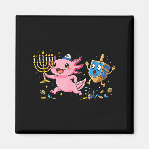 Funny Axolotl Dreidel Menorah Hanukkah Kids Womens Magnet
