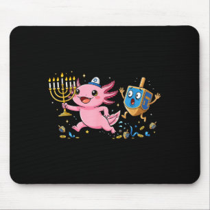 Funny Axolotl Dreidel Menorah Hanukkah Kids Womens Mouse Mat
