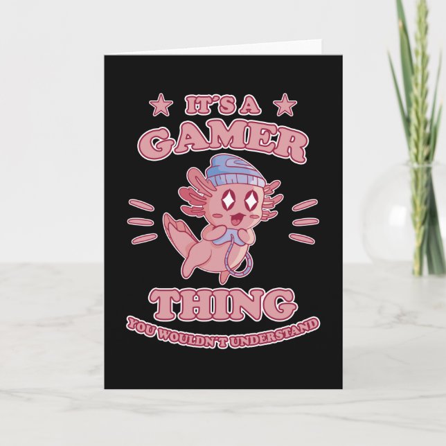 Funny Axolotl Gaming Headset Games Gift Card (Front)