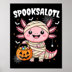 Funny Axolotl Halloween Shirt For Kids Boys Girls Poster
