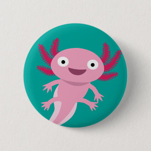 Funny Axolotl Illustration 6 Cm Round Badge