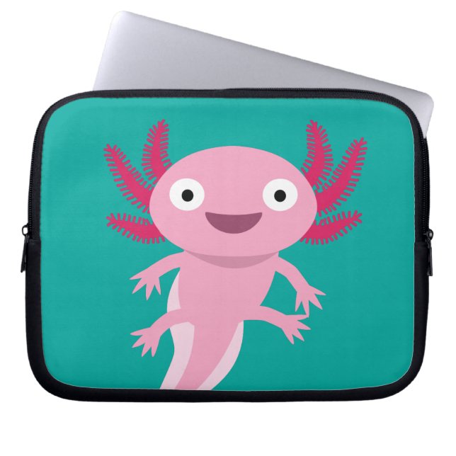 Funny Axolotl Illustration Laptop Sleeve (Front)
