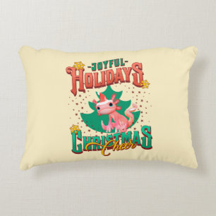 Funny Axolotl Joyful Holidays Christmas Cheers Decorative Cushion
