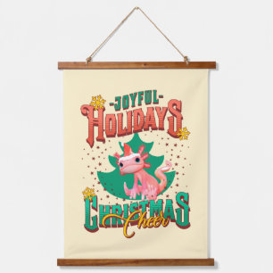 Funny Axolotl Joyful Holidays Christmas Cheers Hanging Tapestry