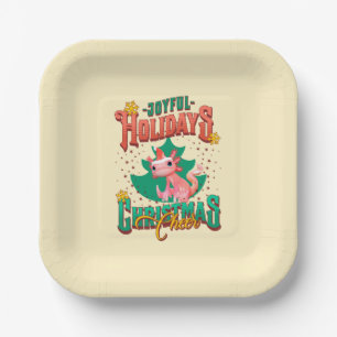 Funny Axolotl Joyful Holidays Christmas Cheers Paper Plate