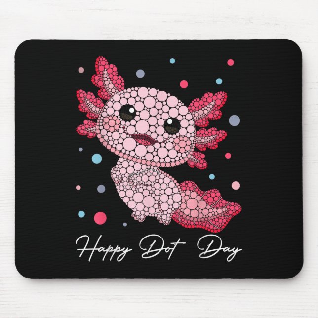 Funny Axolotl Lovers Polka Dot Art Student Happy D Mouse Mat (Front)