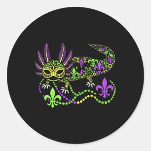 Funny Axolotl Mardi Gras Festival Carnival Womens  Classic Round Sticker