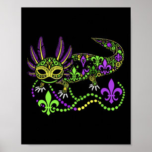 Funny Axolotl Mardi Gras Festival Carnival Womens Poster