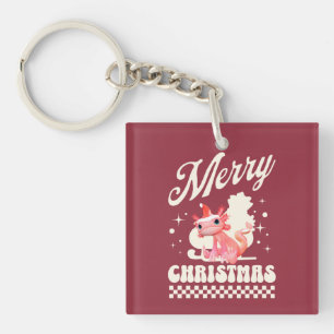 Funny Axolotl Merry Christmas Key Ring