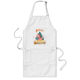 Funny Axolotl Merry Christmas Long Apron
