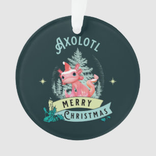 Funny Axolotl Merry Christmas Ornament