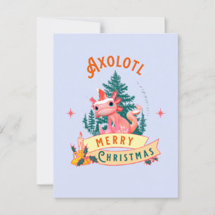 Funny Axolotl Merry Christmas Postcard