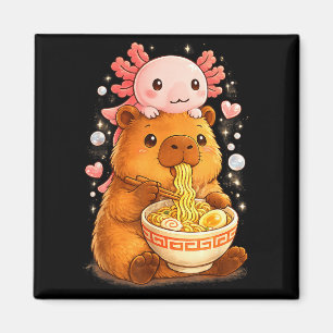 Funny axolotl noodle anime kawaii and capybara magnet