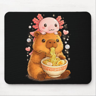 Funny Axolotl Noodle Anime Kawaii and Capybara Mouse Mat