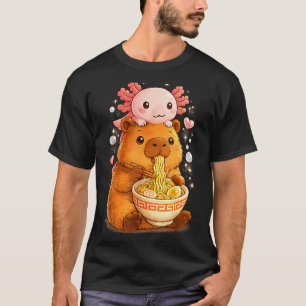 Funny axolotl noodle anime kawaii and capybara T-Shirt