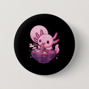 Funny Axolotl Noodle Anime Kawaii Axolotl Eating R 6 Cm Round Badge
