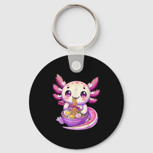 Funny Axolotl Noodle Anime Kawaii Axolotl Eating R Key Ring