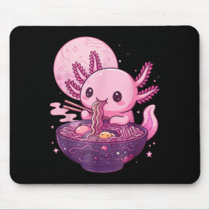 Funny Axolotl Noodle Anime Kawaii Axolotl Eating R Mouse Mat