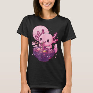 Funny Axolotl Noodle Anime Kawaii Axolotl Eating R T-Shirt