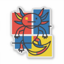 Funny Axolotl Piet Mondrian Abstract Art Pattern